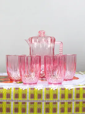 04 Plastic Novel Jug with 4 Glass Set of 5 Pink