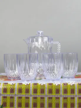 04 Plastic Novel Jug with 4 Glass Set of 5 White