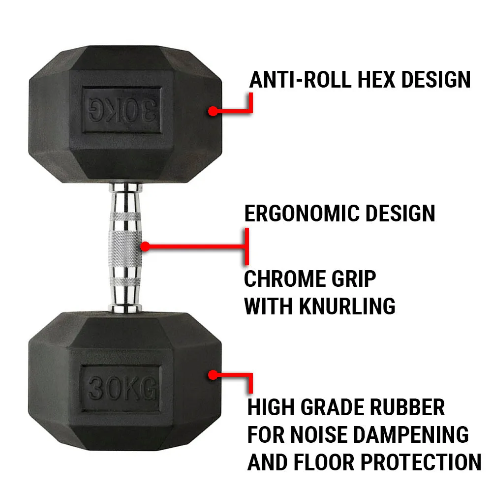 15KG PAIR HEAVY WEIGHT HEXAGONAL HEX DUMBELL SET WITH METAL HANDLES