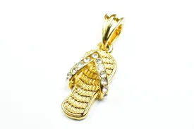 18k as gold filled* sandals size 22x11mm 3d slippers footwear cubic zirconia pendant charm for necklace jewelry making gp145