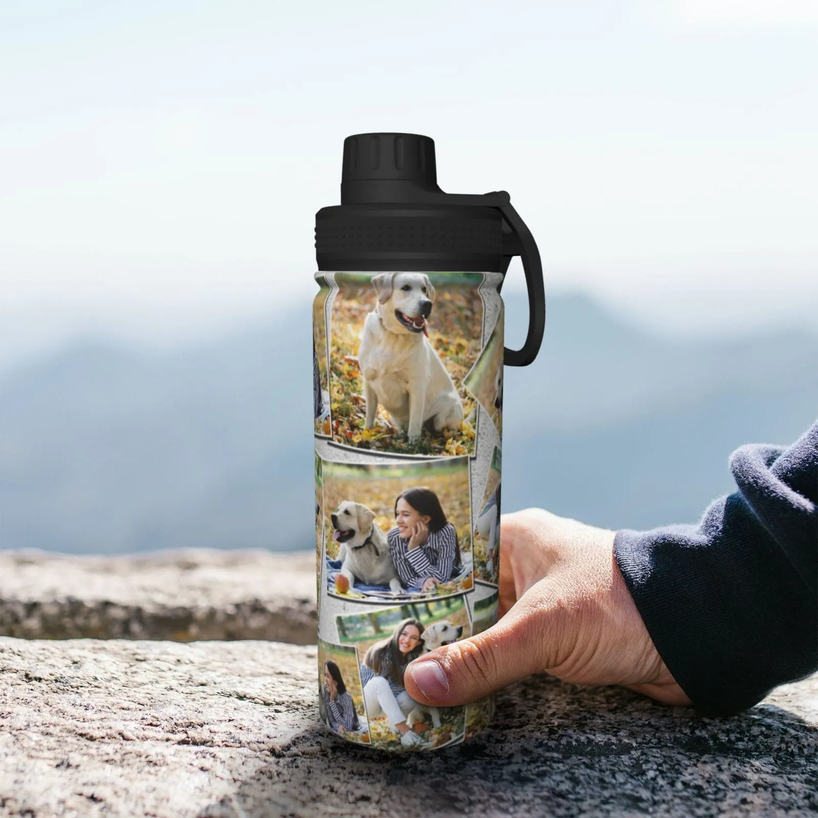 18OZ Custom Photo Sports Insulated Kettle Stainless Steel Water Bottle Personalized Photo Tumbler Sports Gifts