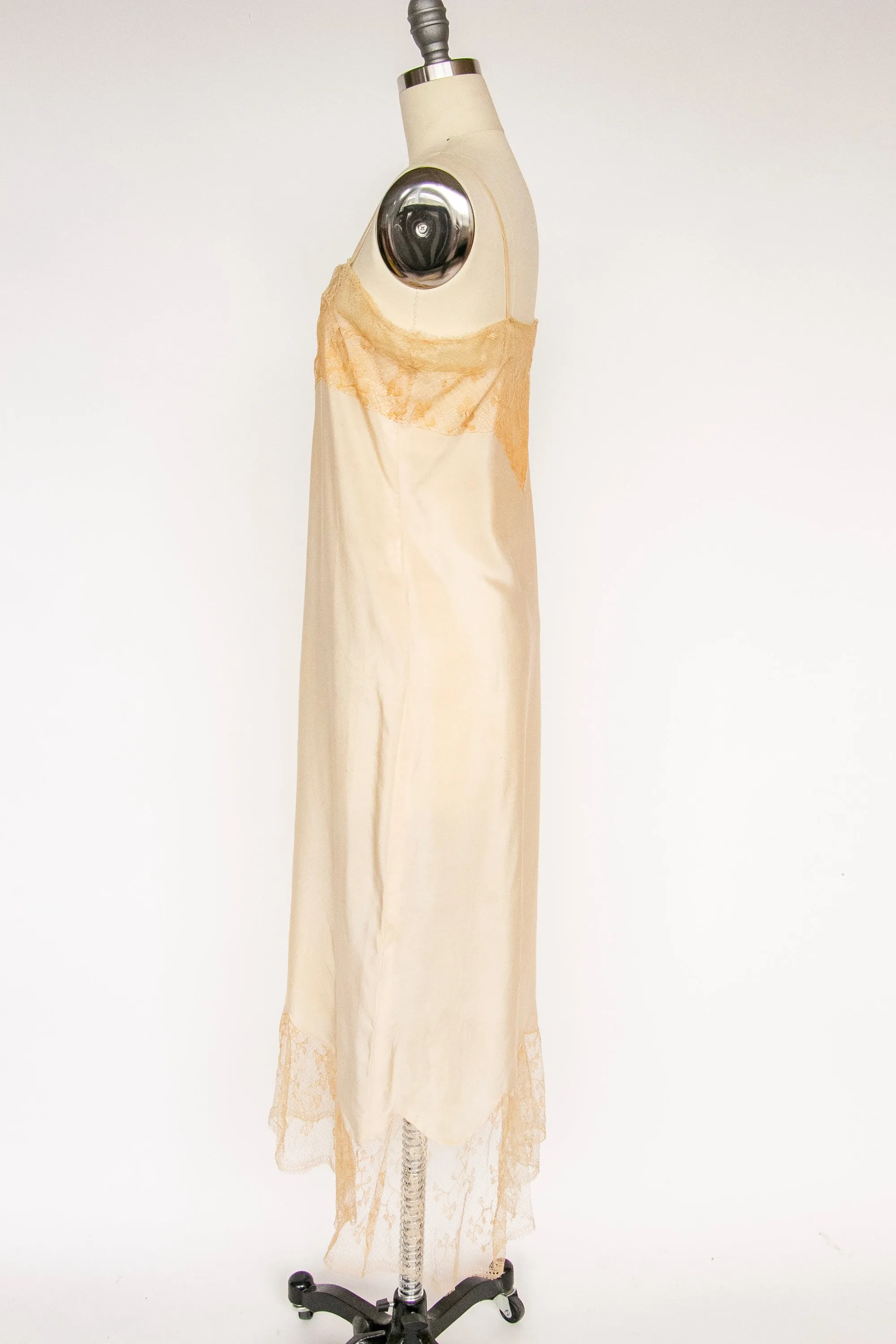 1920s Slip Dress Silk Lace Deco Lingerie S