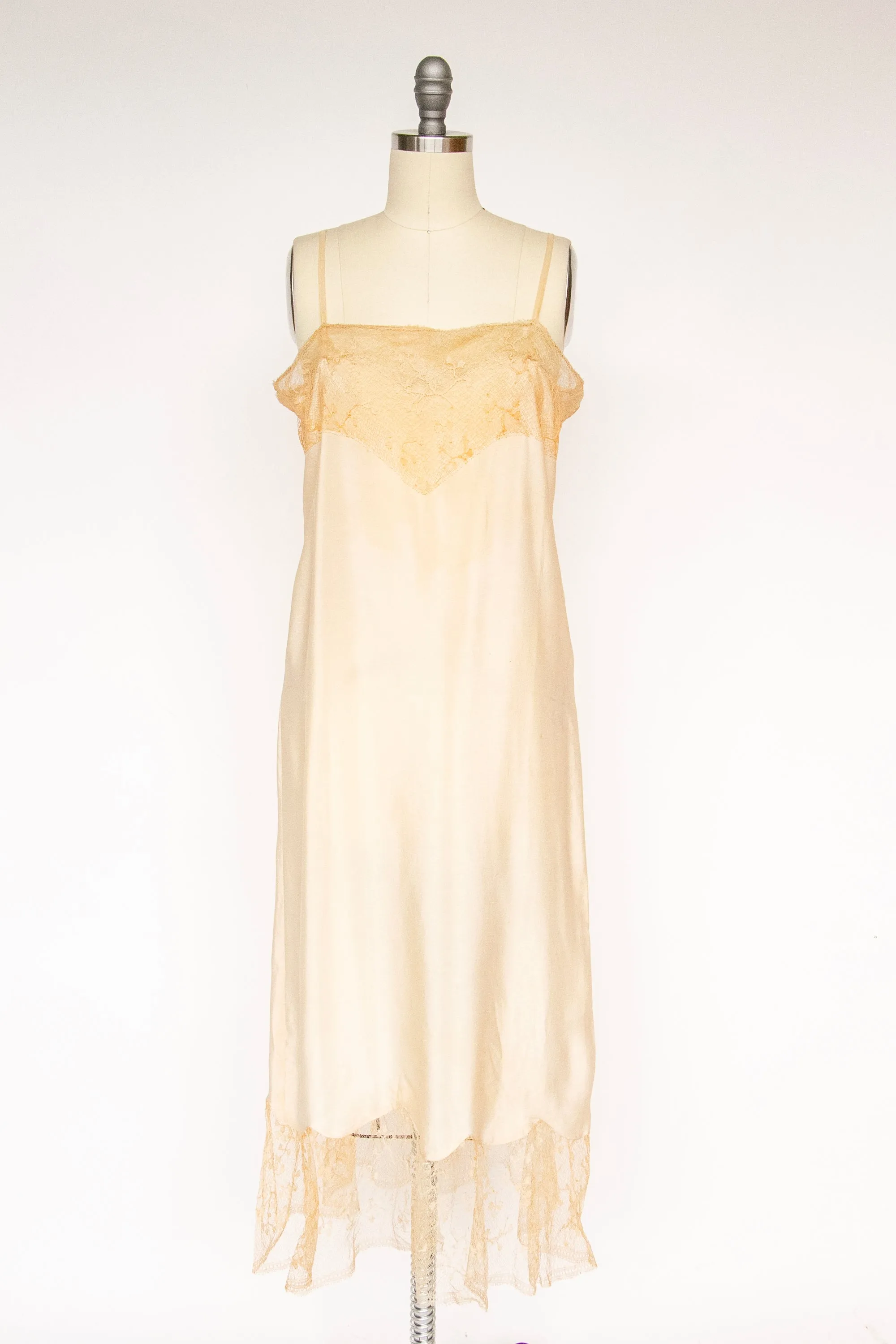 1920s Slip Dress Silk Lace Deco Lingerie S