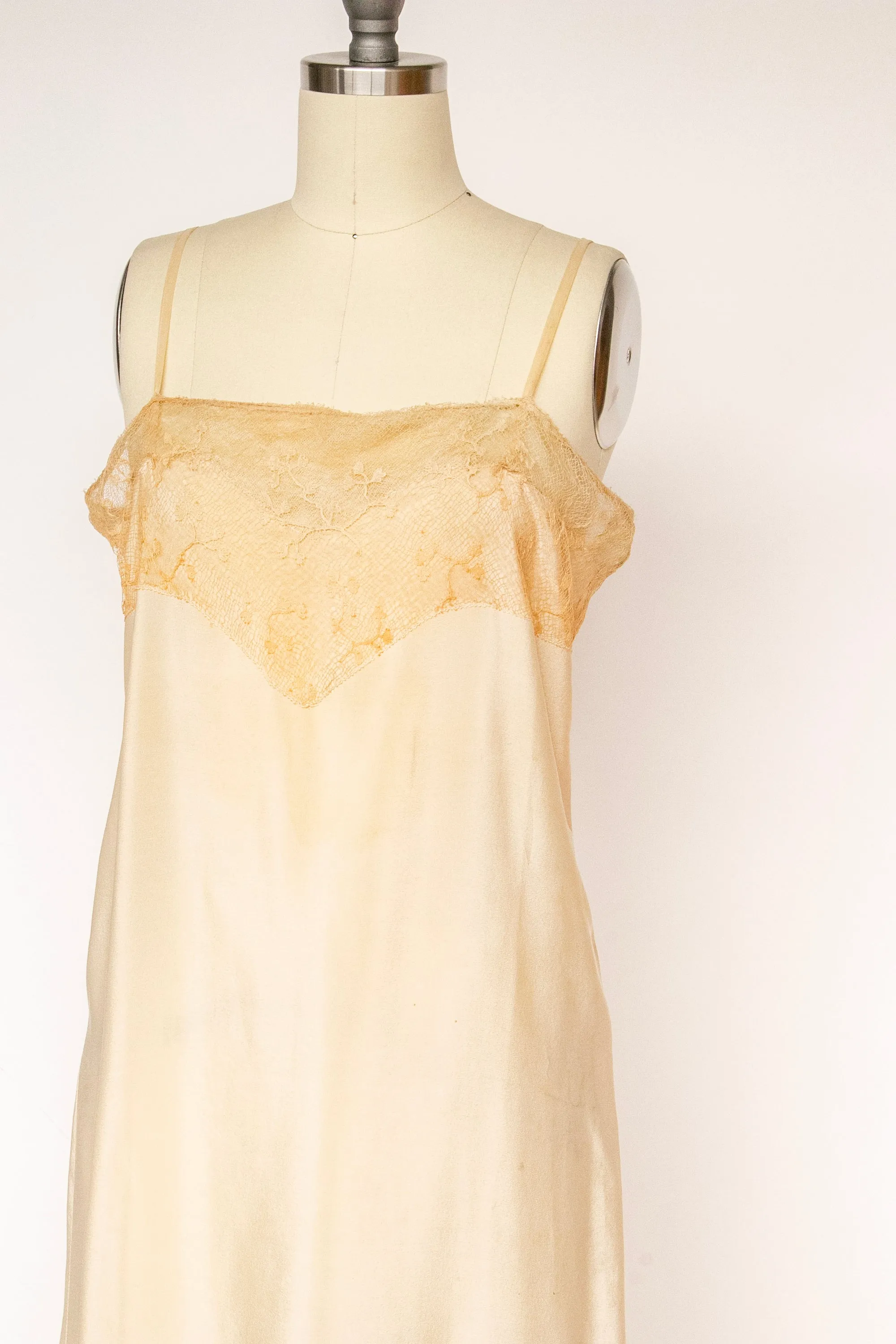 1920s Slip Dress Silk Lace Deco Lingerie S