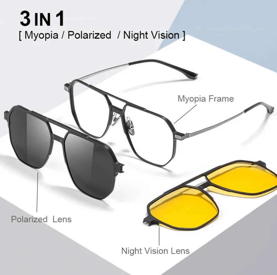 3-in-1 Magnetic Polarized Sunglasses