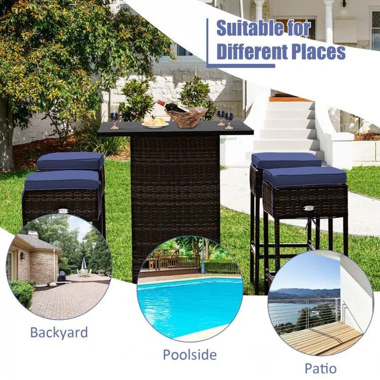 5pc Patio Rattan Bar Table Set - Navy