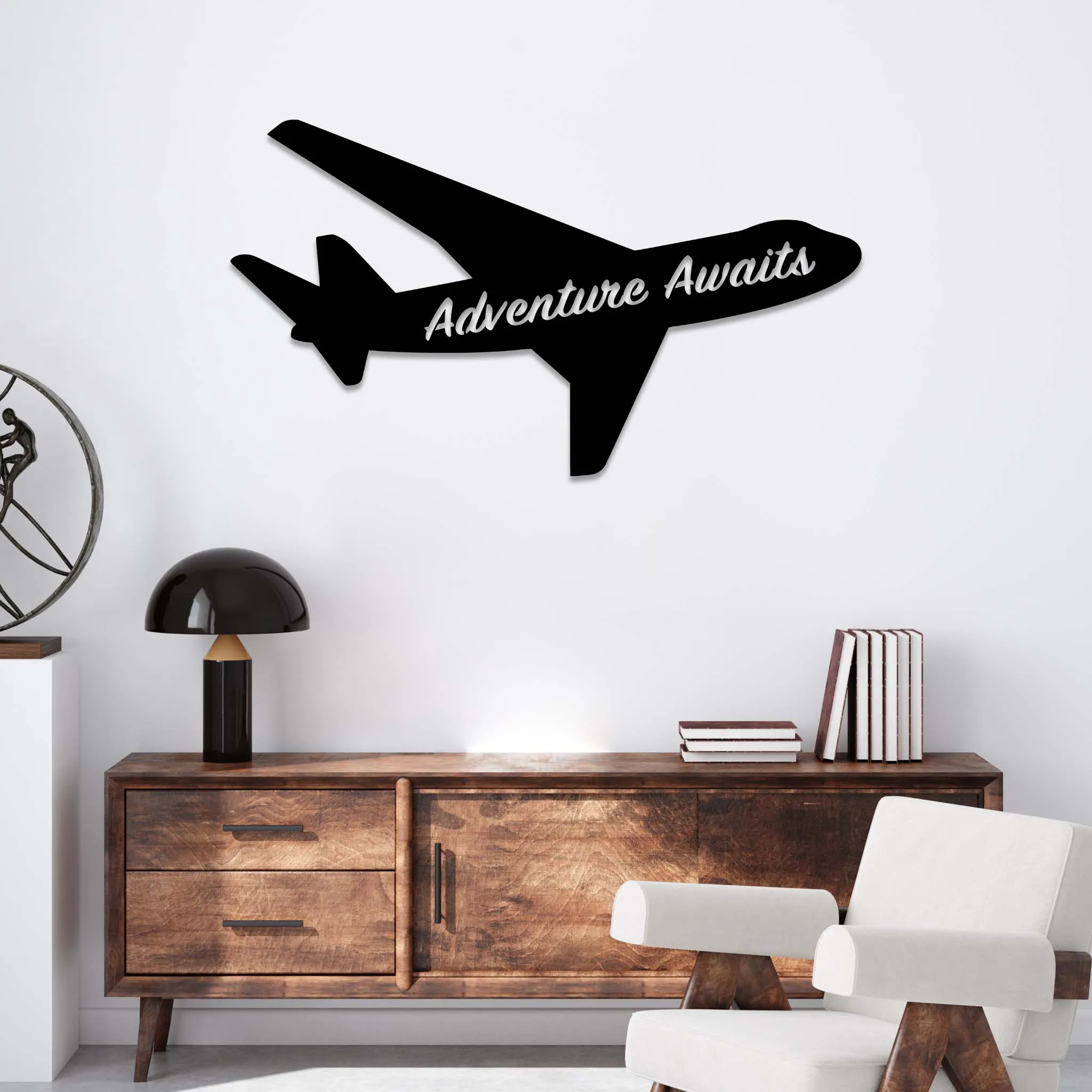 Adventure Awaits Airplane - Metal Wall Art