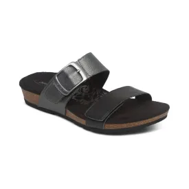 Aetrex Daisy Q Adjustable Slide Black Sandal SC540 BLACK