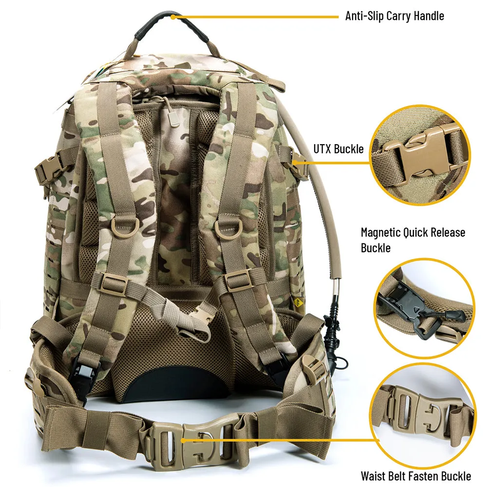 Akmax Adventure 48H Rucksack MOLLE Pack with Hydration 3L Bladder