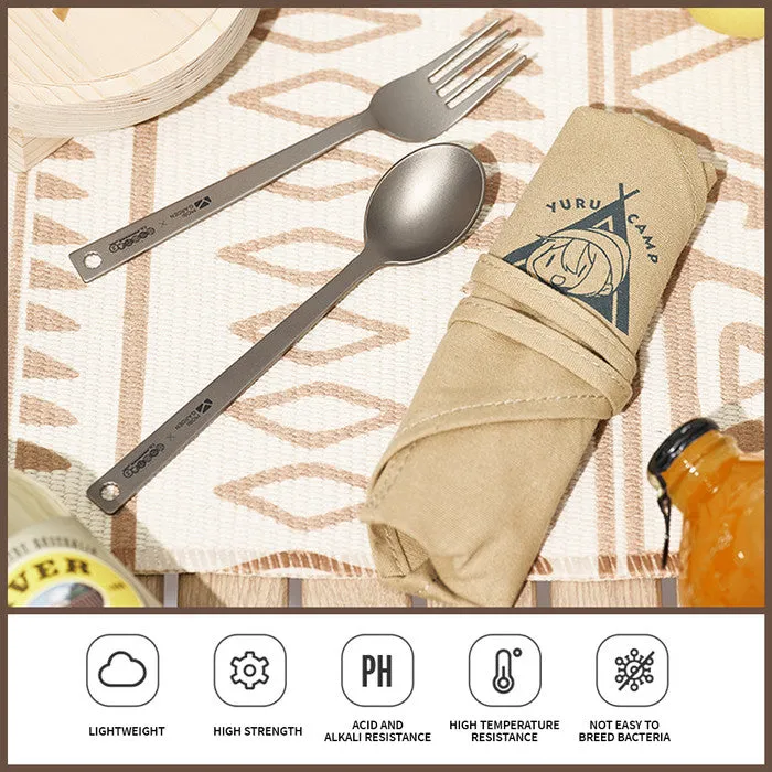 Alat Makan Titanium Mobi Garden NX21666087 Yuru Camp Spoon Fork Set