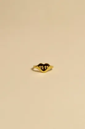 Angel Numbers Heart Signet Ring