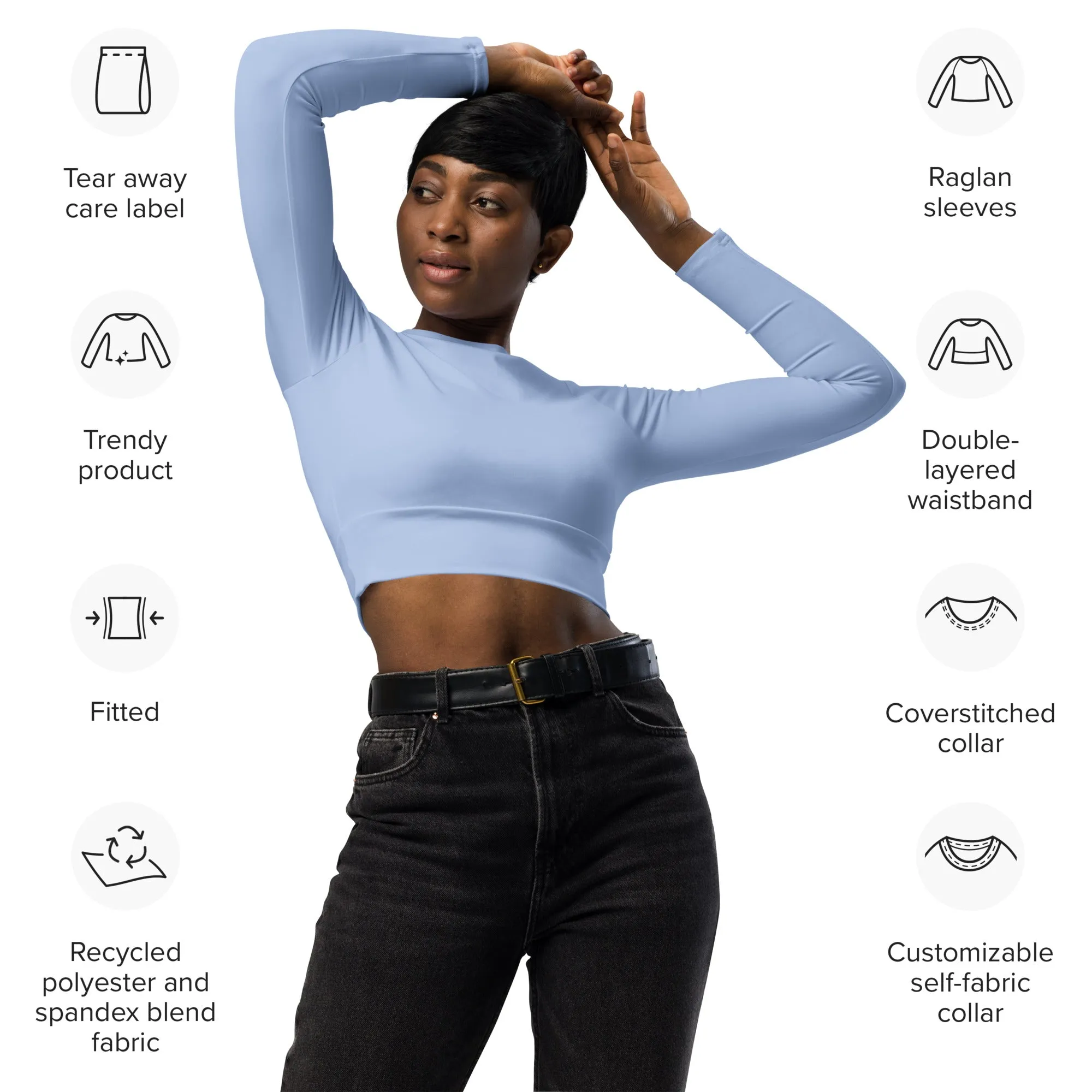 Baby Blue Recycled Long-sleeve Crop Top