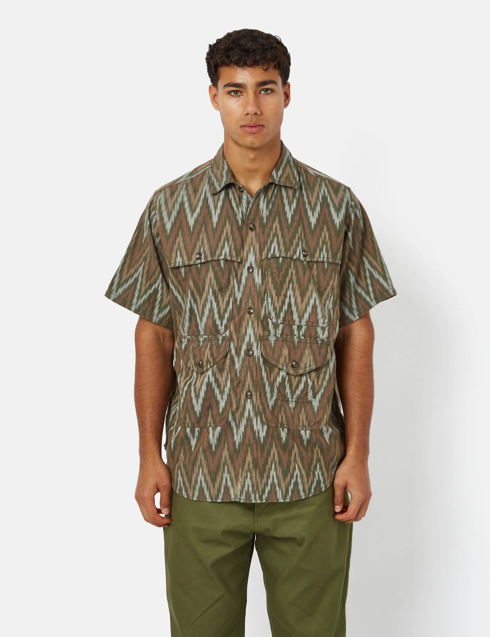 Beams Plus Adventure Shirt II (Ikat) - Olive Green