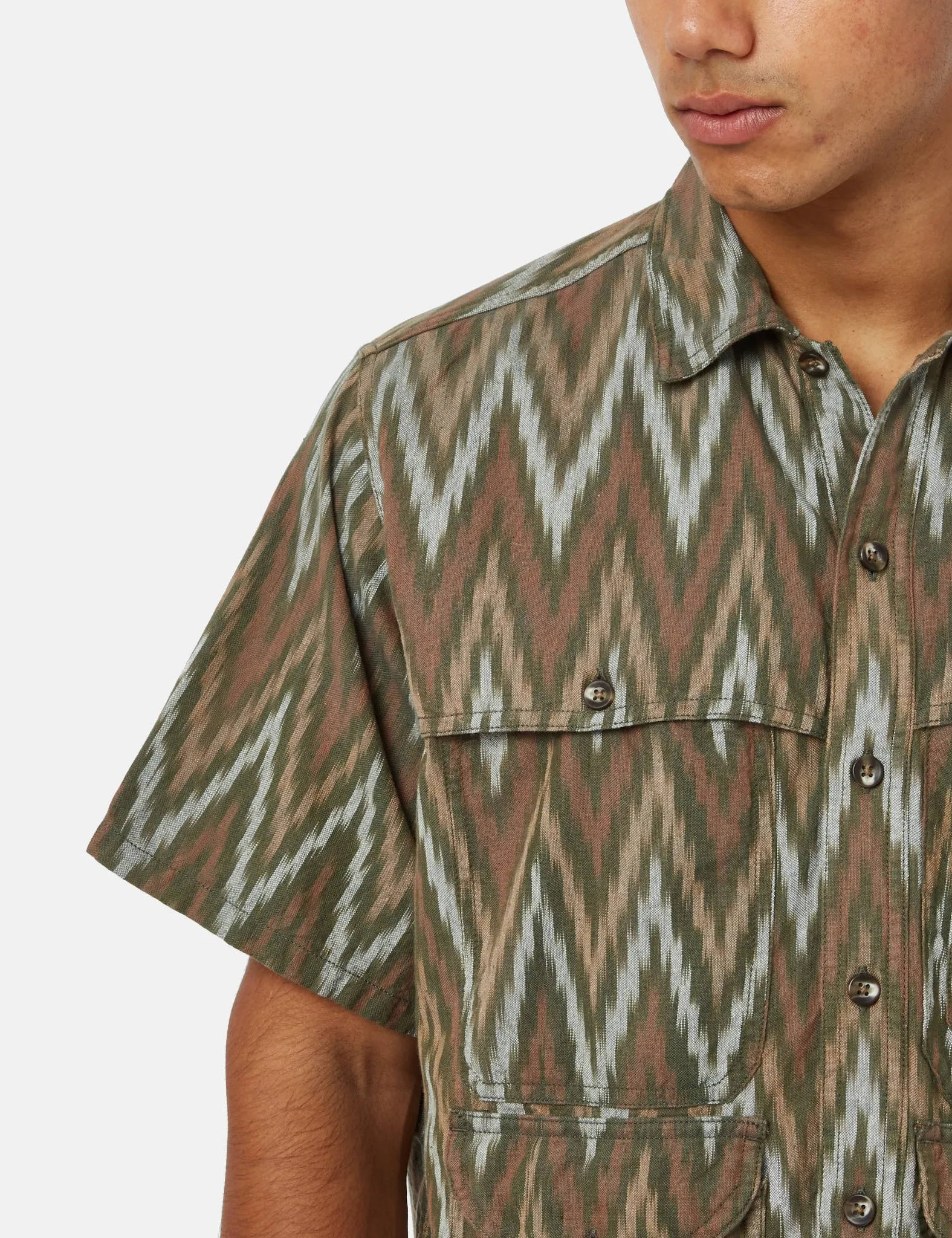 Beams Plus Adventure Shirt II (Ikat) - Olive Green