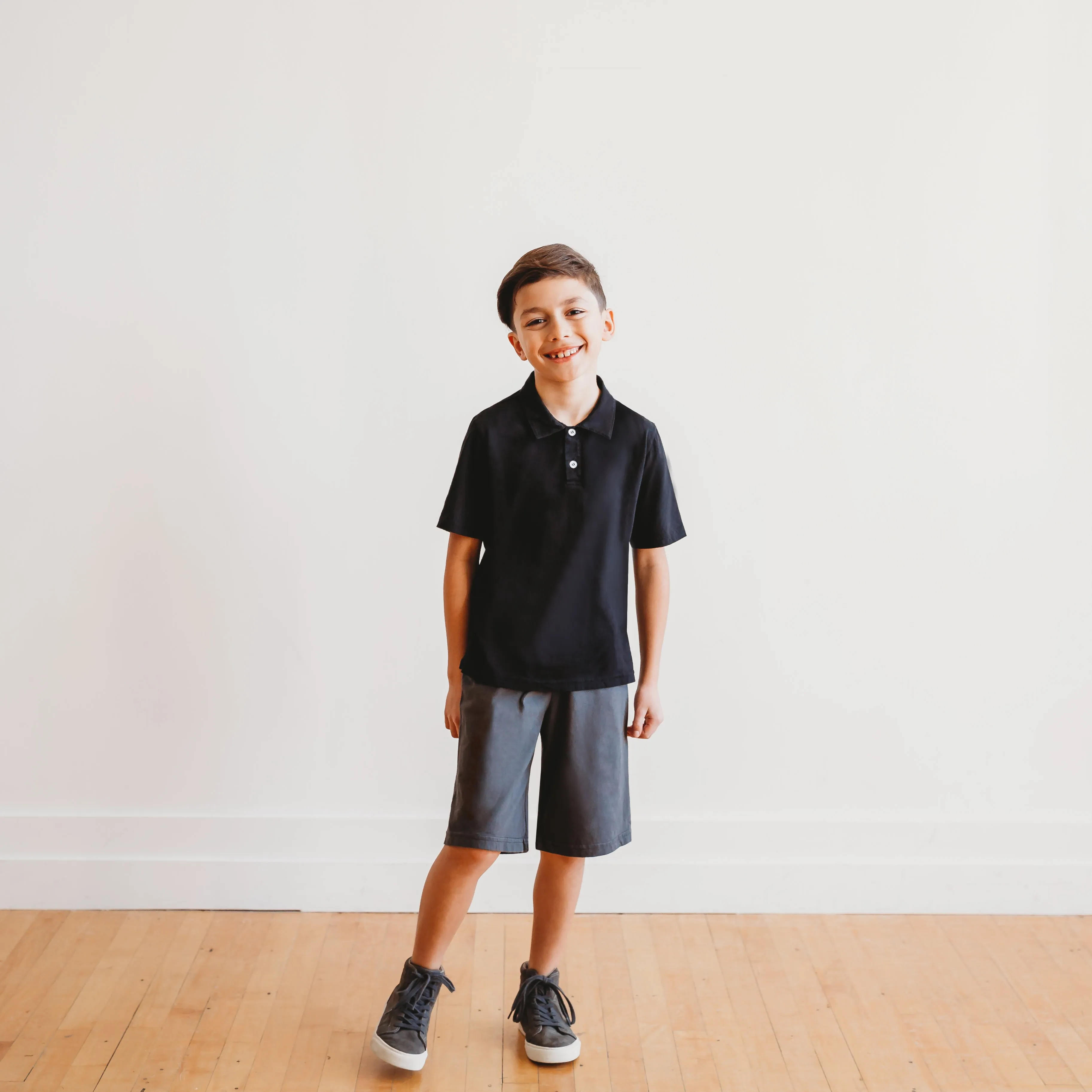 Boys Soft Cotton Athletic Short - UPF 50   | Black