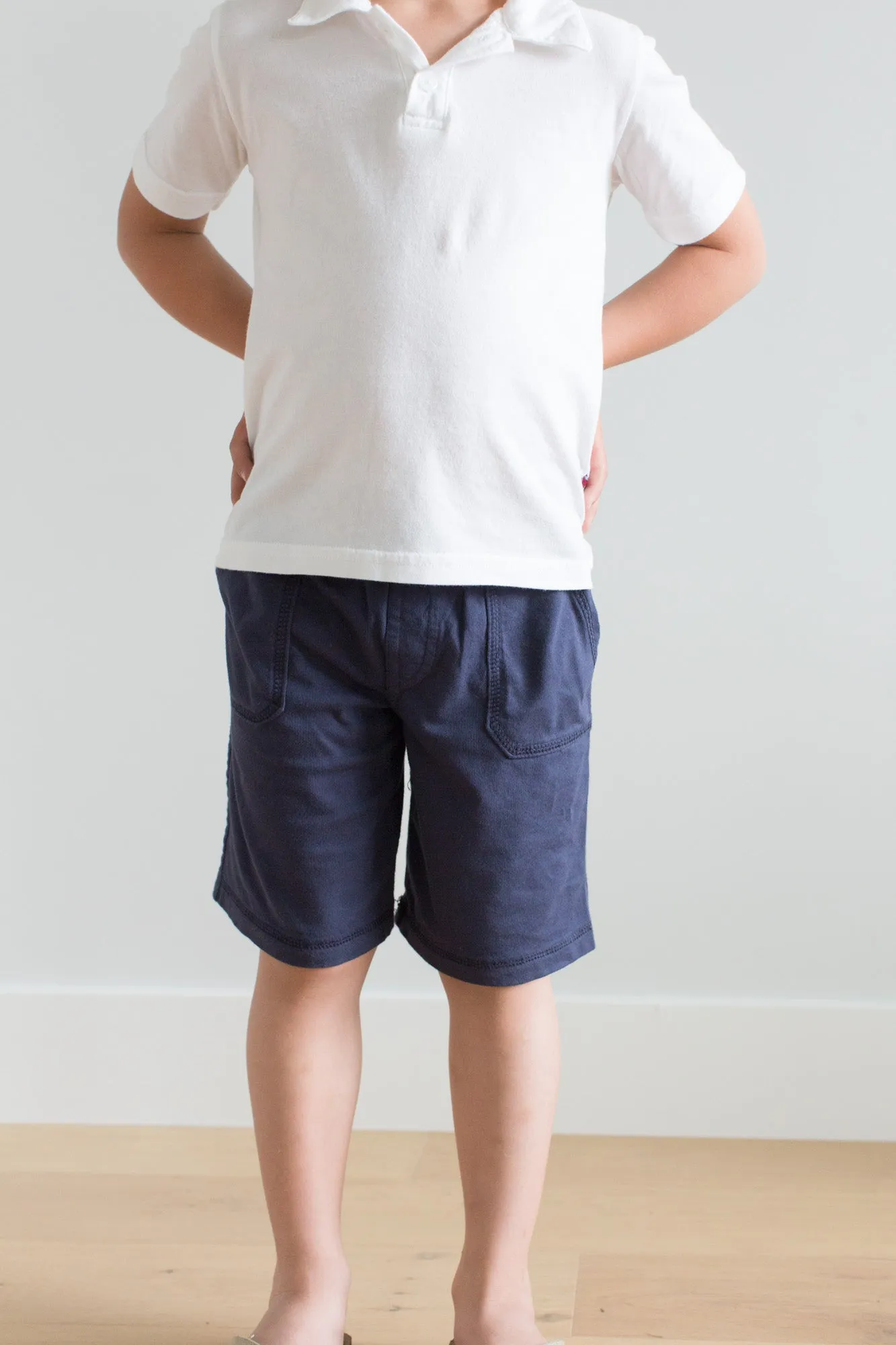 Boys Soft Cotton UPF 50  3 -Pocket Jersey Shorts | White