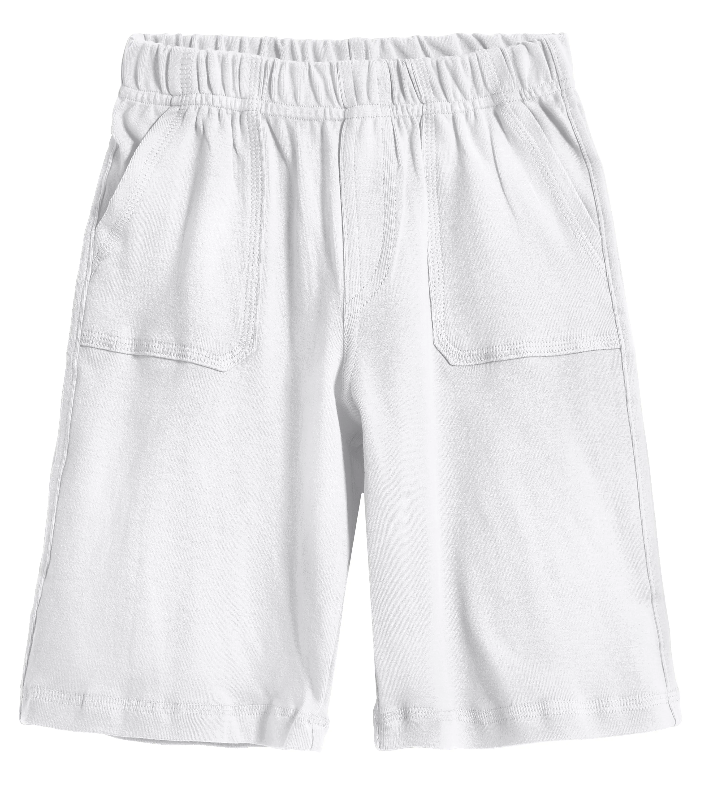 Boys Soft Cotton UPF 50  3 -Pocket Jersey Shorts | White