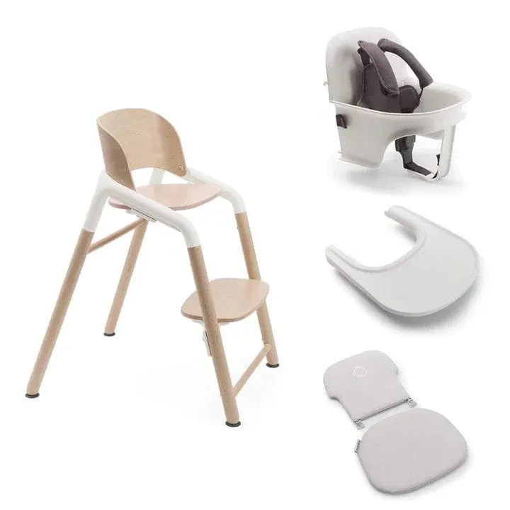 Bugaboo Giraffe Highchair with Complete Baby Set - Wood/White