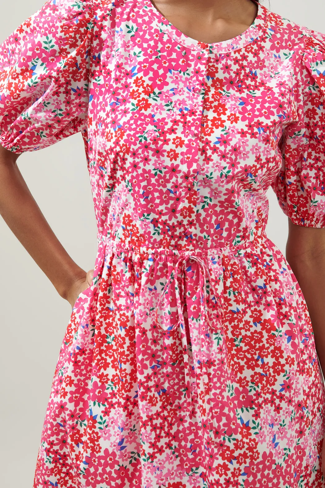 Caicos Floral Alba Puff Sleeve Mini Dress