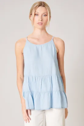 Cannes Chambray Tiered Swing Tank Top