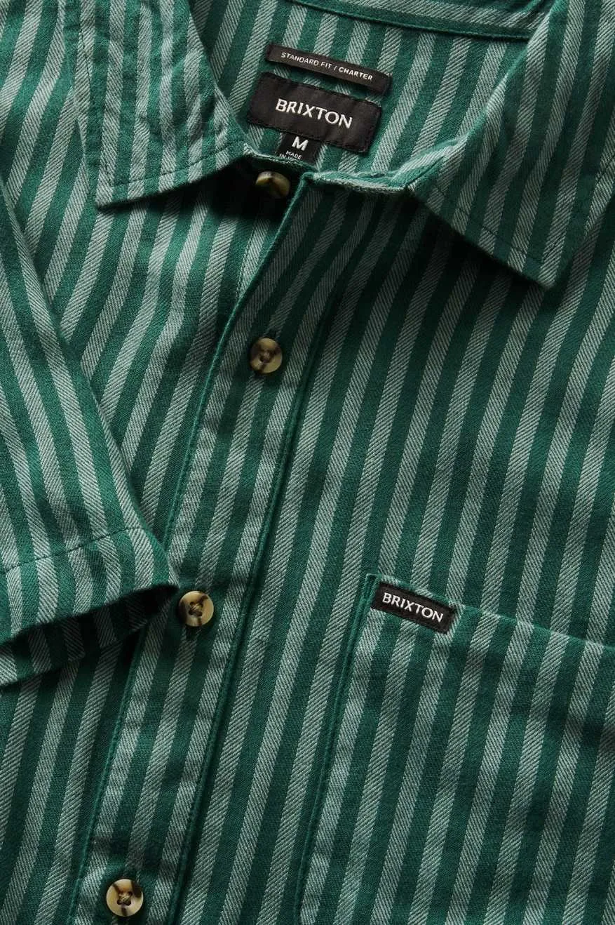 Charter Herringbone Stripe S/S Woven Shirt - Trekking Green/Chinois