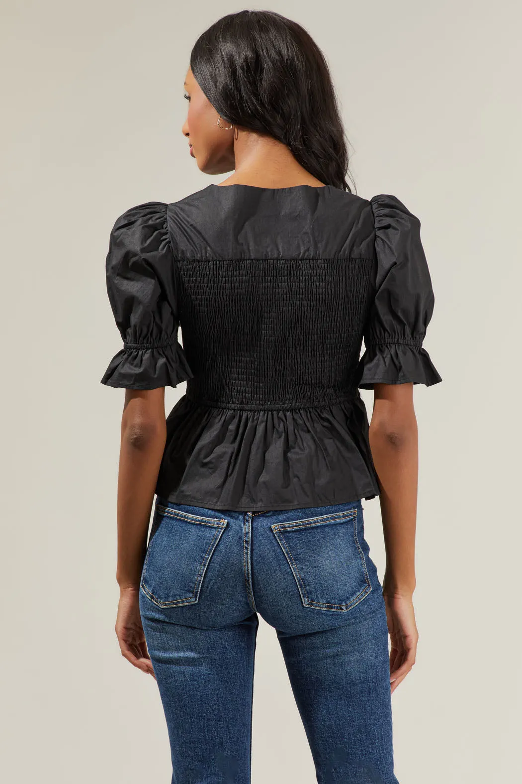 Chelsa Peplum Smocked Top