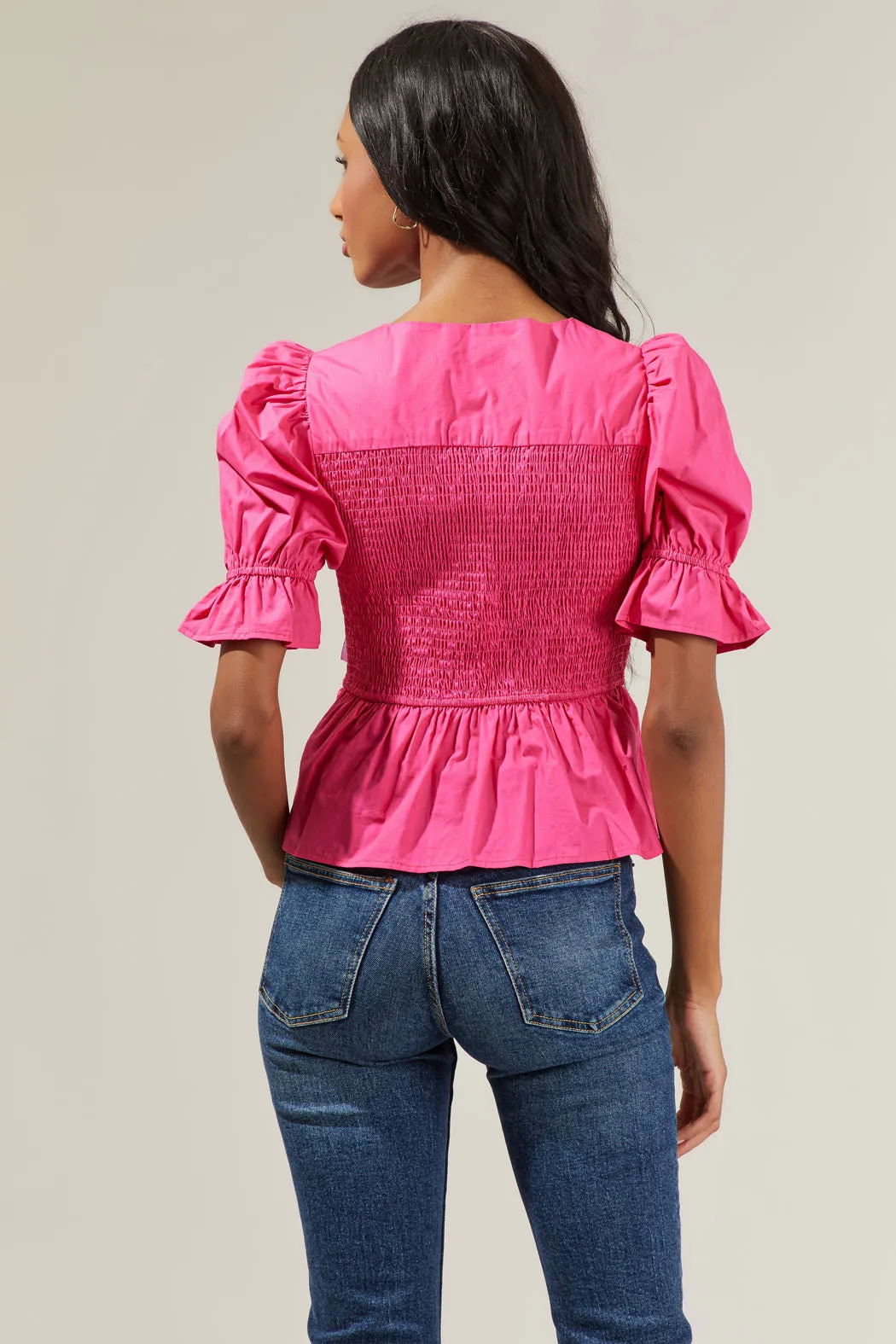 Chelsa Peplum Smocked Top