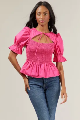 Chelsa Peplum Smocked Top