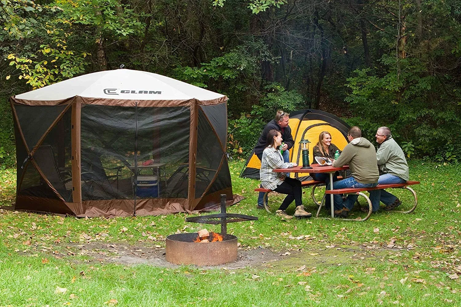 CLAM Quick-Set Escape Sport 11.5 X 11.5 Foot Portable Pop up Outdoor Tailgating Screen Tent 6 Sided Canopy Shelter W/Stakes & Carry Bag, Blue