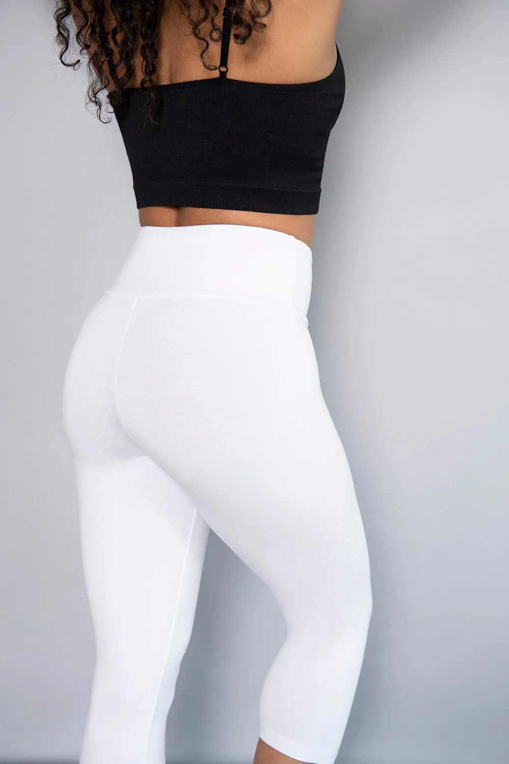 Cropped Lightweight Leggings - White