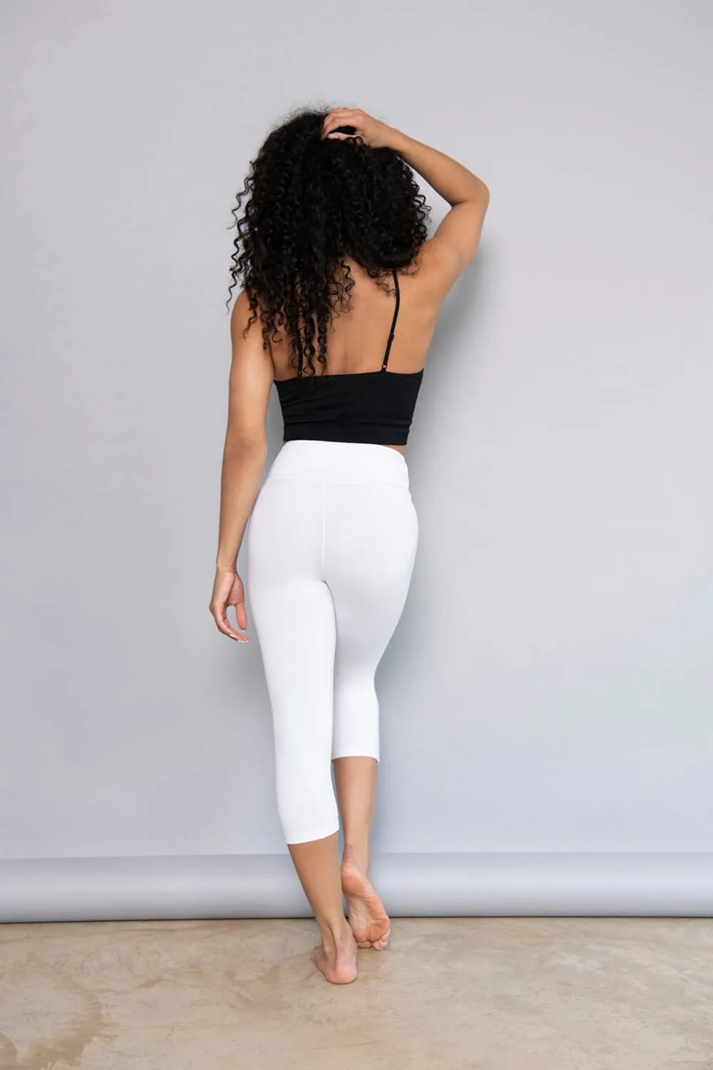 Cropped Lightweight Leggings - White