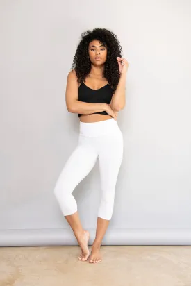 Cropped Lightweight Leggings - White