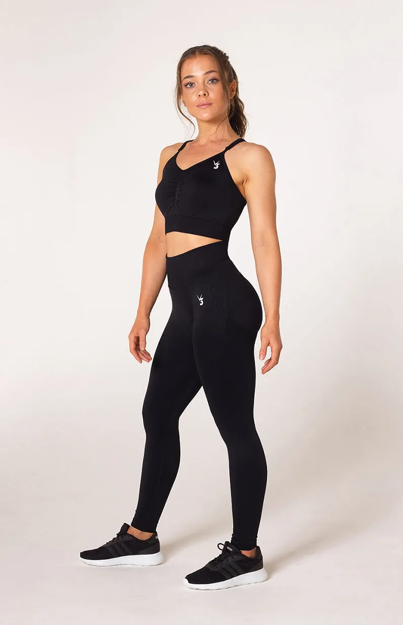 Define Seamless Scrunch Sports Bra - Black Marl