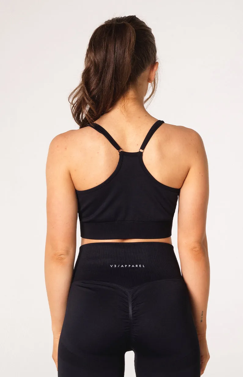 Define Seamless Scrunch Sports Bra - Black Marl