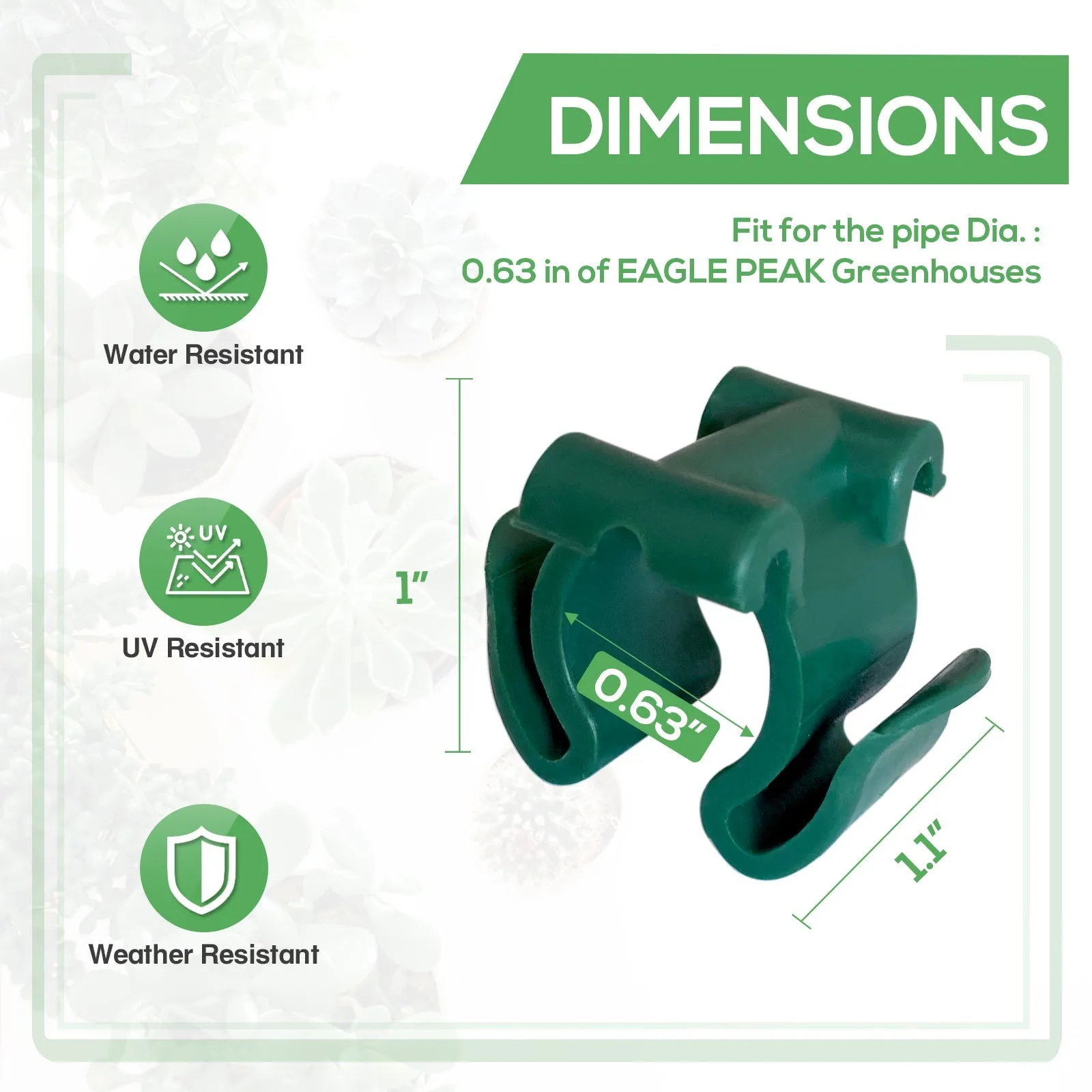 EAGLE PEAK Plastic Greenhouse Shelf Clips for 0.63 inch Tube, Pack of 16, Staging Shelf Rack Buckles