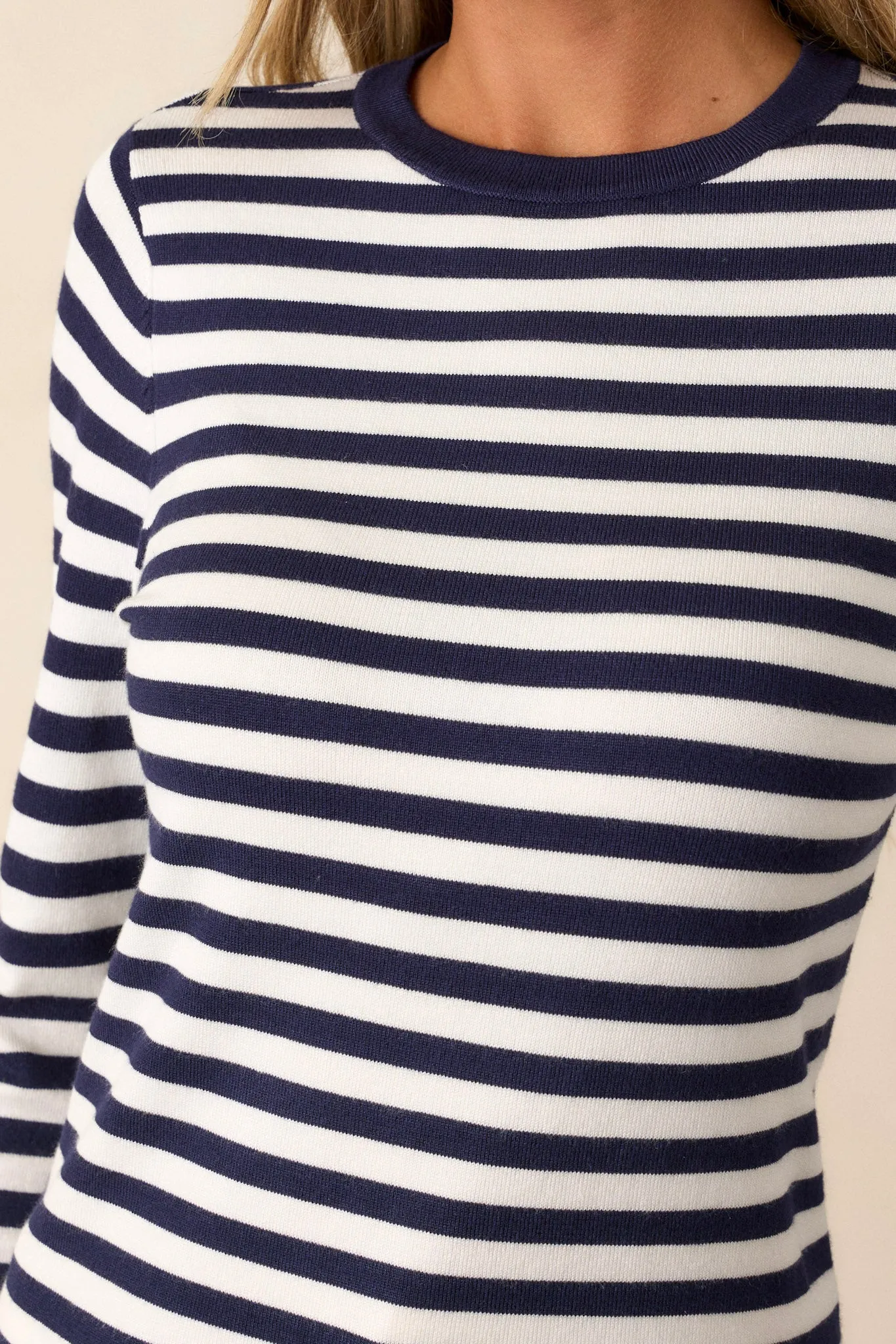 Endless Road Navy Stripe Long Sleeve Top