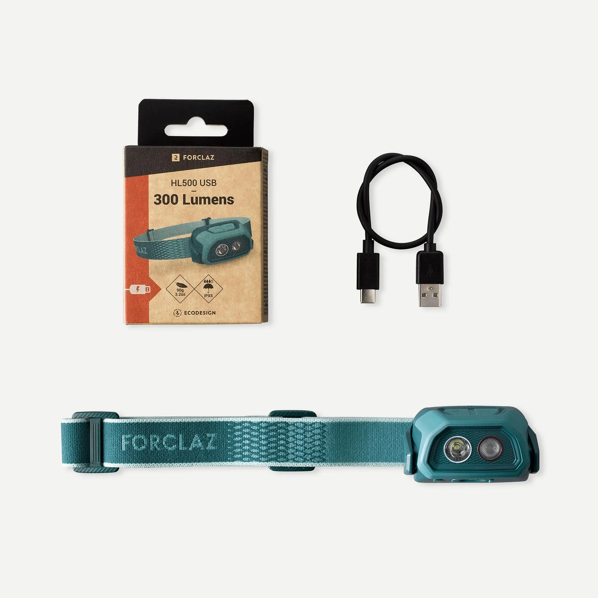 Forclaz HL500 USB V3 300 Lumen Headlamp