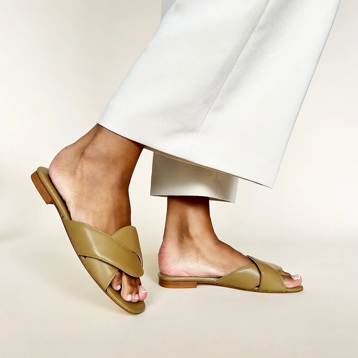 Freya Wide Fit Sandals - Biscuit Leather