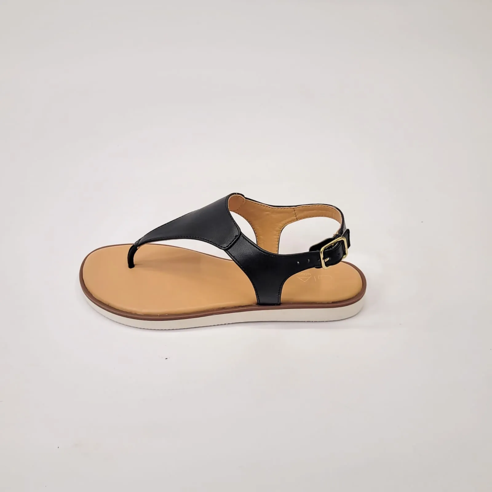 Gia leather black toe thong sandal