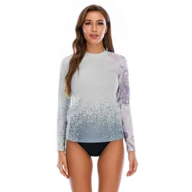 Graphic Long Sleeve Rash Guards for Women - Shark Style