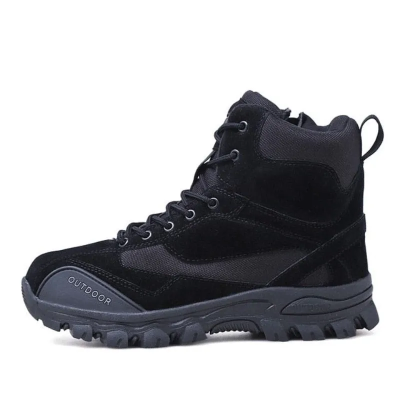 Groovywish Men Army Winter Boots Leather Trekking Orthopedic Shoes