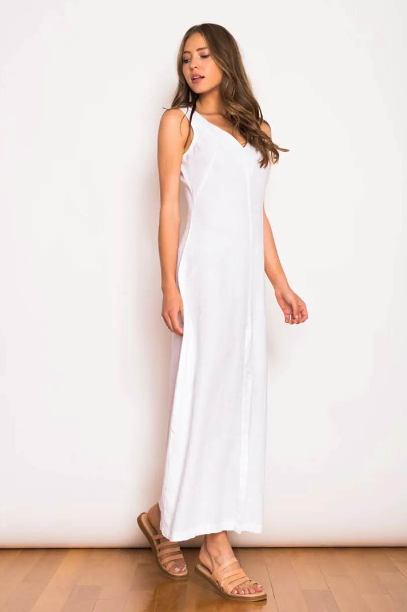 Haris Cotton V Neck Sleeveless Front Opening Maxi Dress