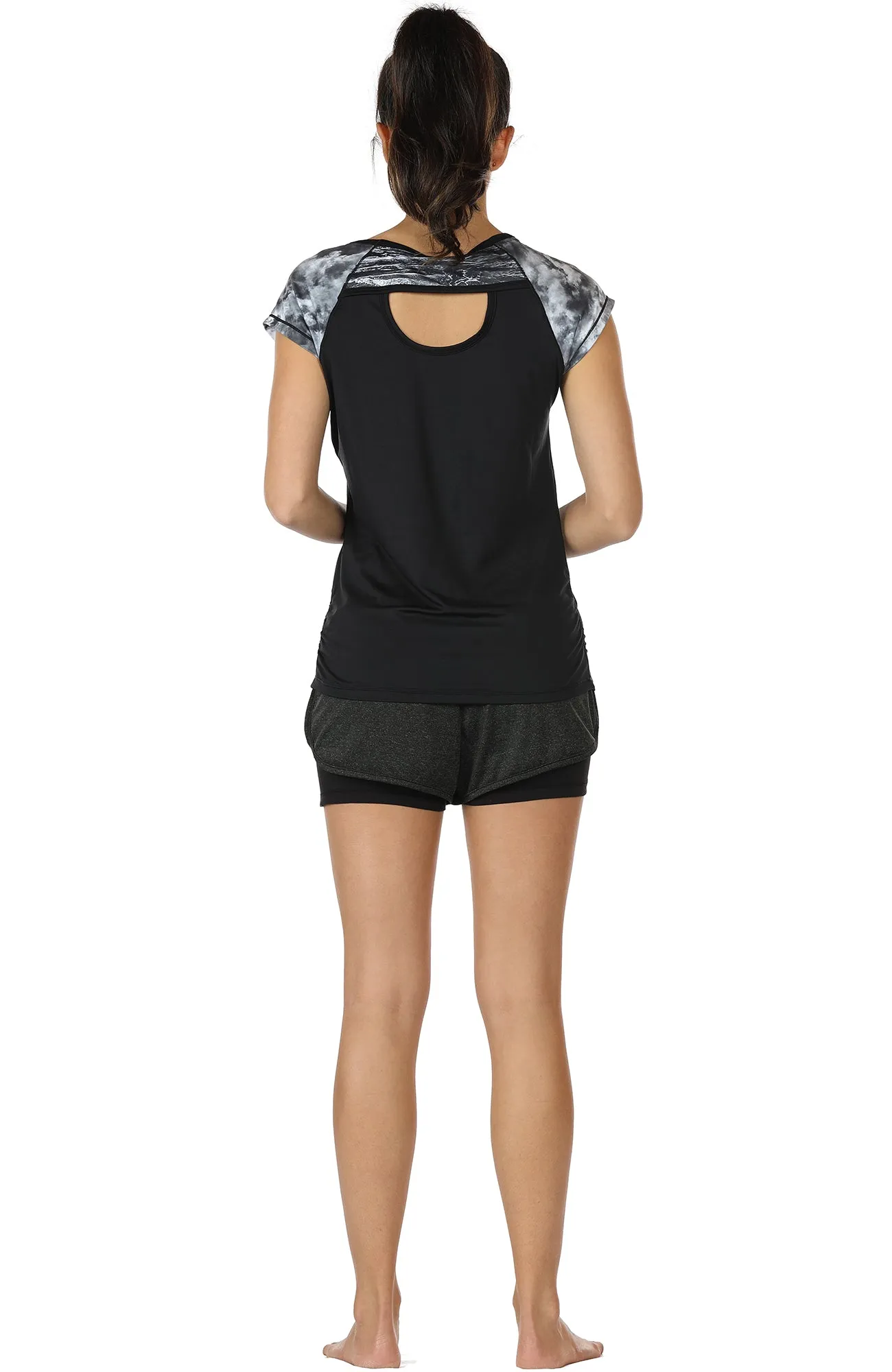 icyzone Performance Women's Activewear Running Yoga Short Sleeve Tee