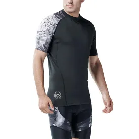 Land-to-Water UPF50  Short Sleeve Black Rash Guard - Jaguar Style