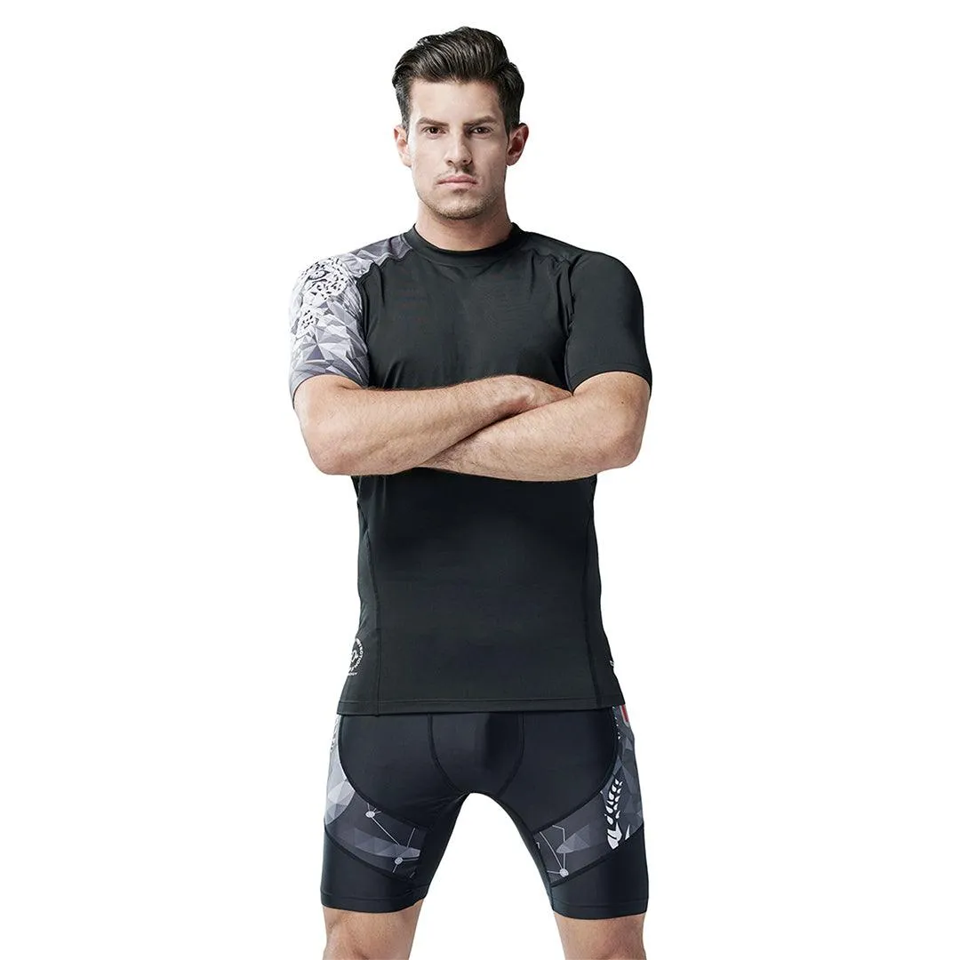 Land-to-Water UPF50  Short Sleeve Black Rash Guard - Jaguar Style