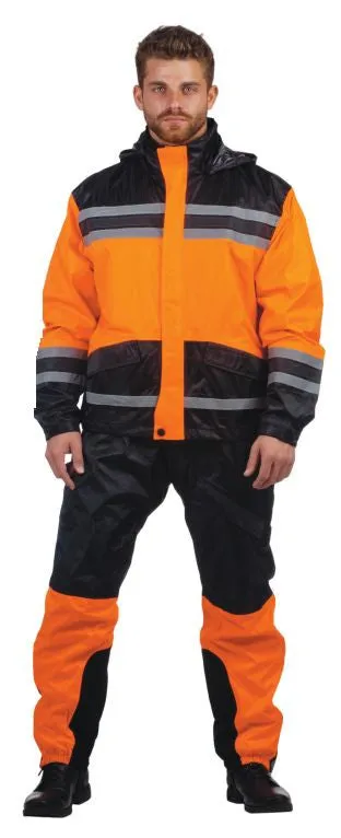 Mens REVOLUTION GEAR Hi-Viz Nylon Rainsuit - Orange