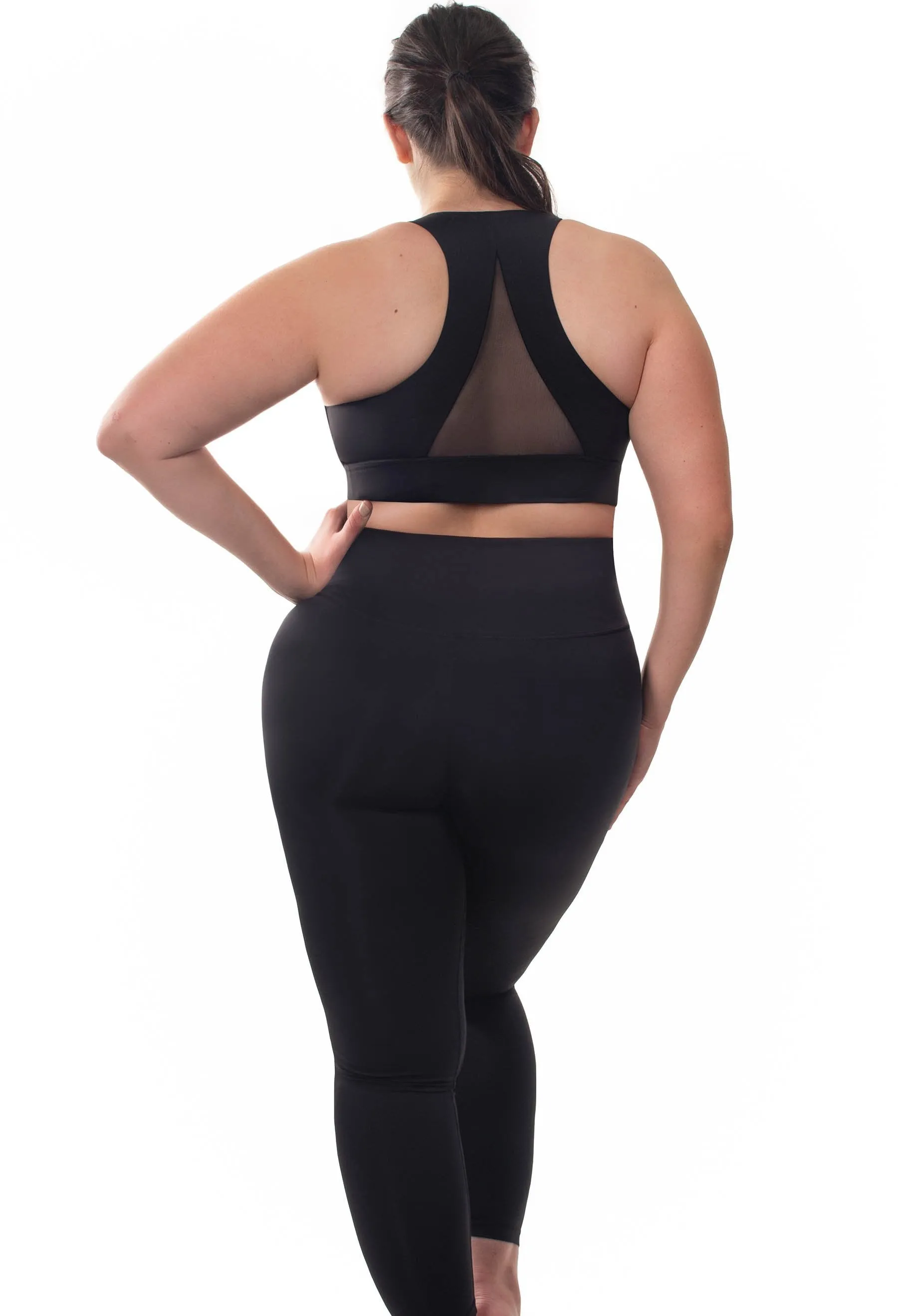 Mesh Racer Bra   High Waisted Leggings Athleisure Set