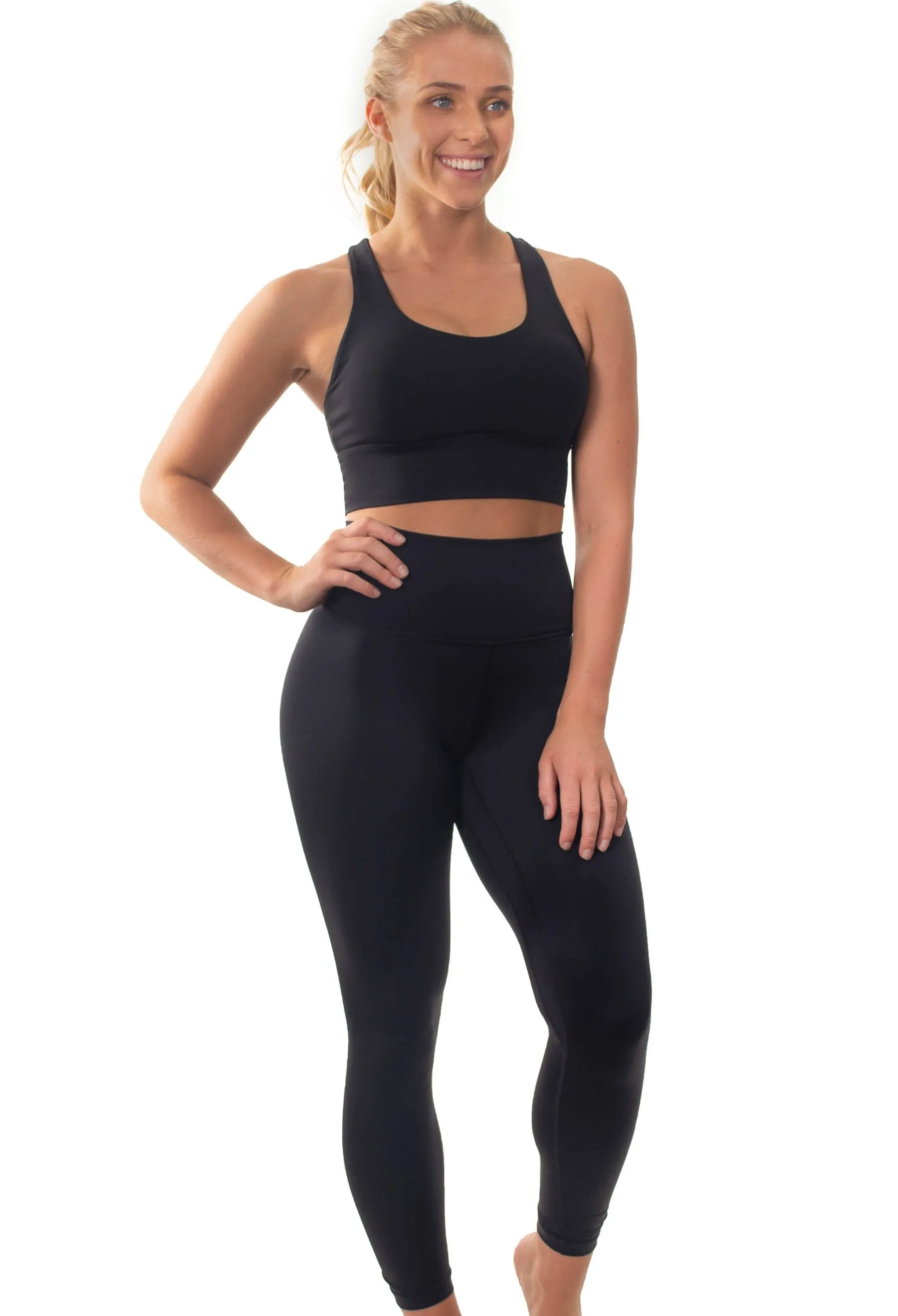 Mesh Racer Bra   High Waisted Leggings Athleisure Set