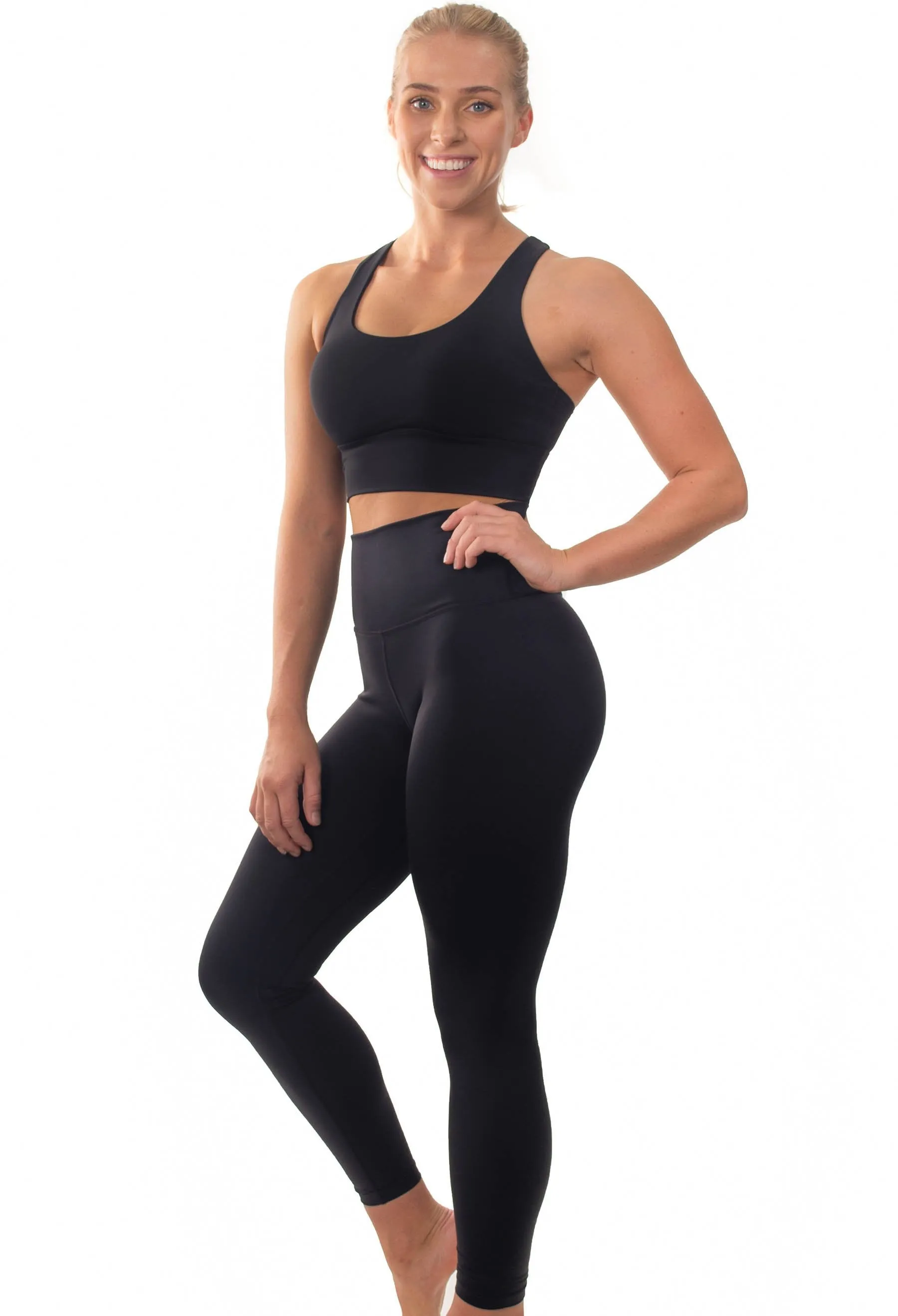 Mesh Racer Bra   High Waisted Leggings Athleisure Set