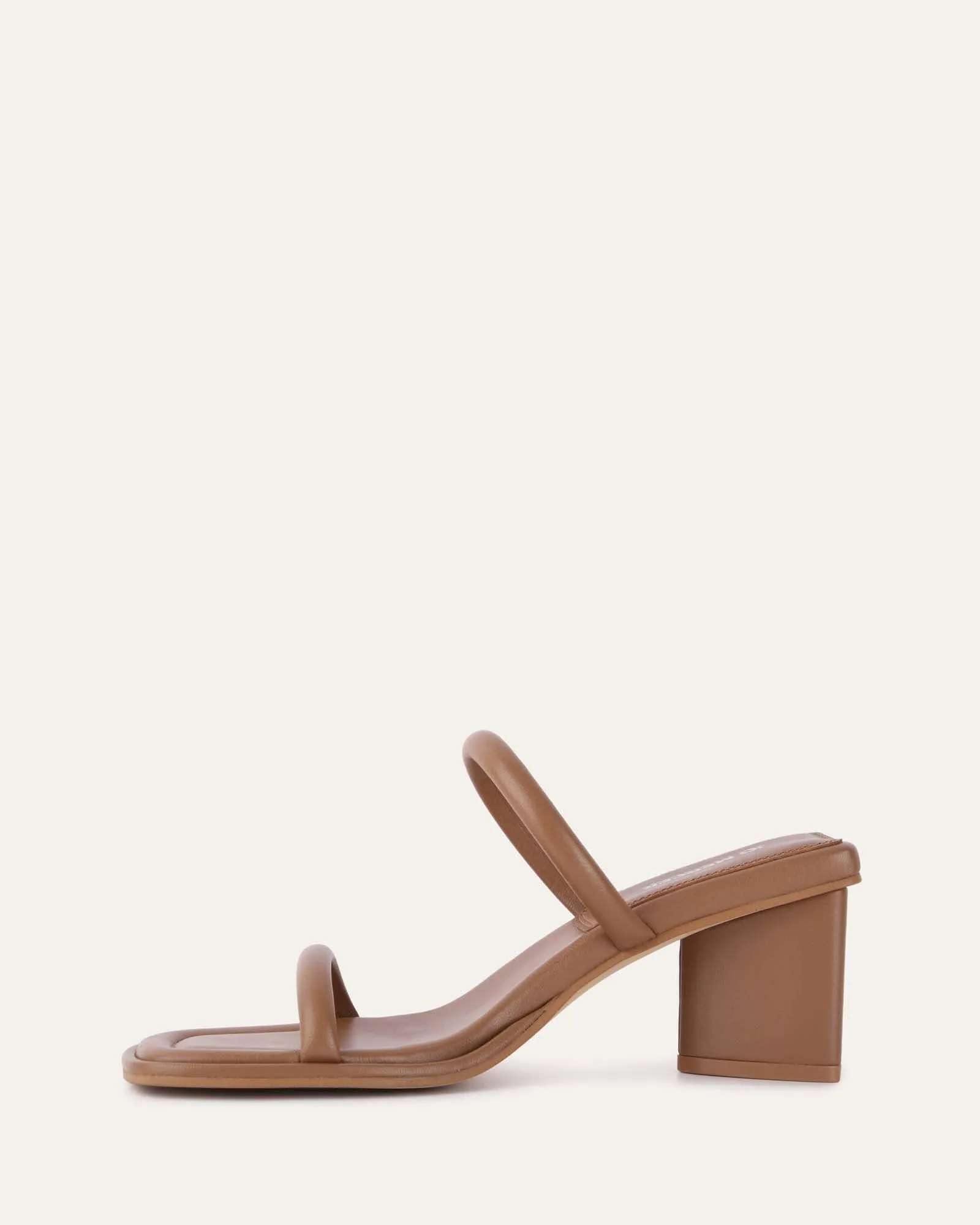 MIMI MID HEEL SANDALS TAN LEATHER